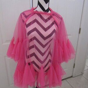 Anthropologie Maeve Tiered Tulle Tunic pink Blouse NWT Size S/M